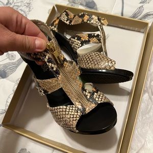 Michael Kors snakeskin looking leather heals
